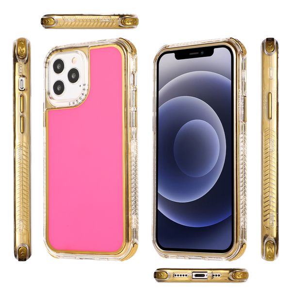 

for iphone 11 12 pro x xr xs max 6 6s 7 8 plus three in one solid color plating tpu+transparent frame phone case for iphone 12mini soft case