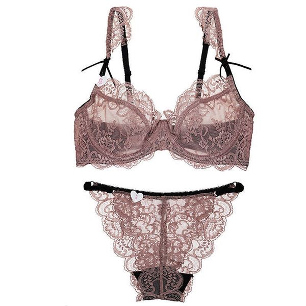 

women underwear lingerie set lace push up and panty sets bow comfortable brassiere adjustable deep v transparent bra, Red;black
