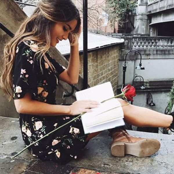 

womens elegant beautiful dress short sleeve wrap boho floral mini dress ladies summer sundress holiday drop shipping, Black;gray