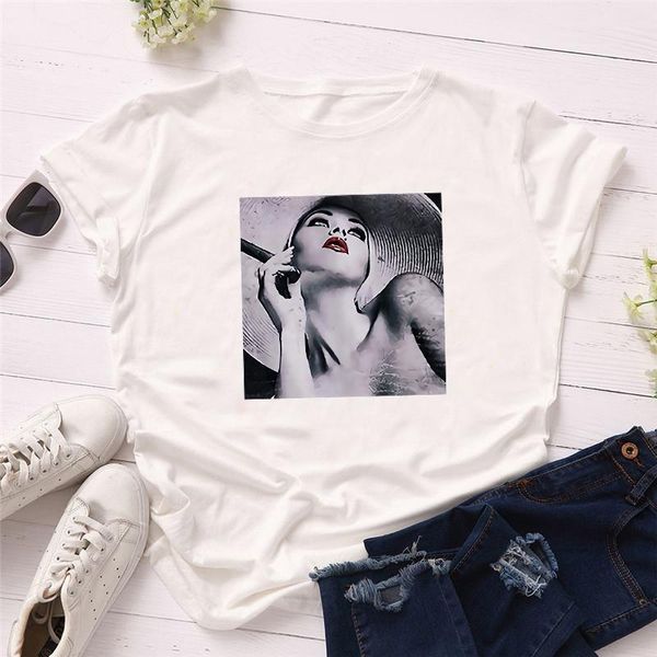 

women t shirt summer short sleeve white tshirts polyester super soft comfortable cool smoking girl print ladies t-shirts