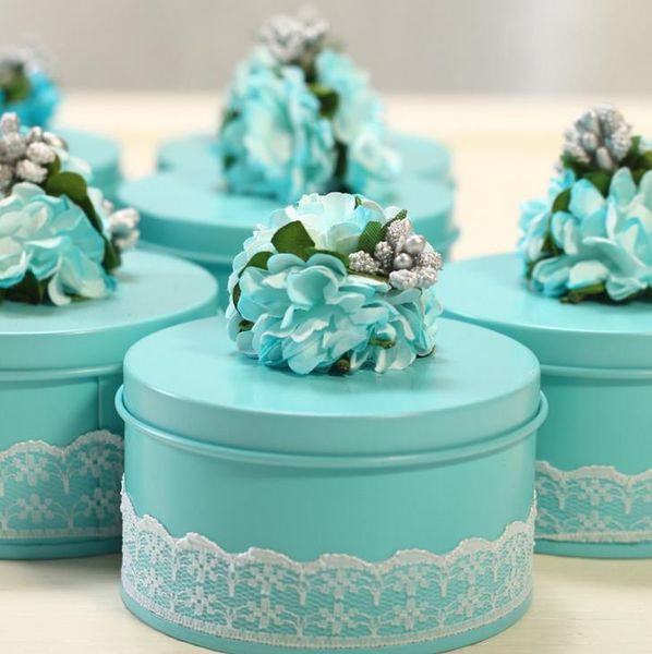 

gift wrap vintage tinplate candy box personalized wedding birthday party favor diy lace flower sweets boxround christmas decor