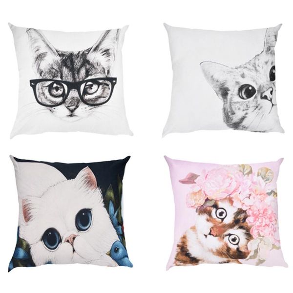 

cute cushion cover cat pattern printed decorative pillowcase throw pillow case for sofa funda cojin