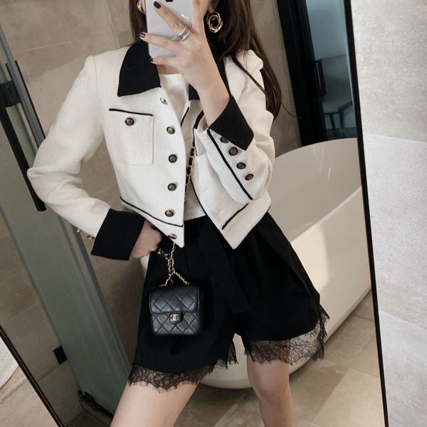 

2021 new white autumn short jacket luxury designer woman clothes street wear 9g5z, Black;brown