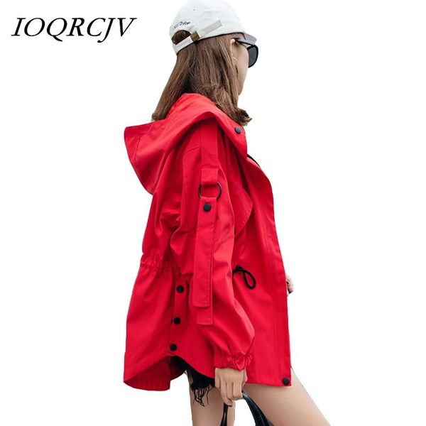

women's trench coats coat hoodie zipper elastic pockets button solid bf style fashion mid-length oversized windbreaker outwear, Tan;black