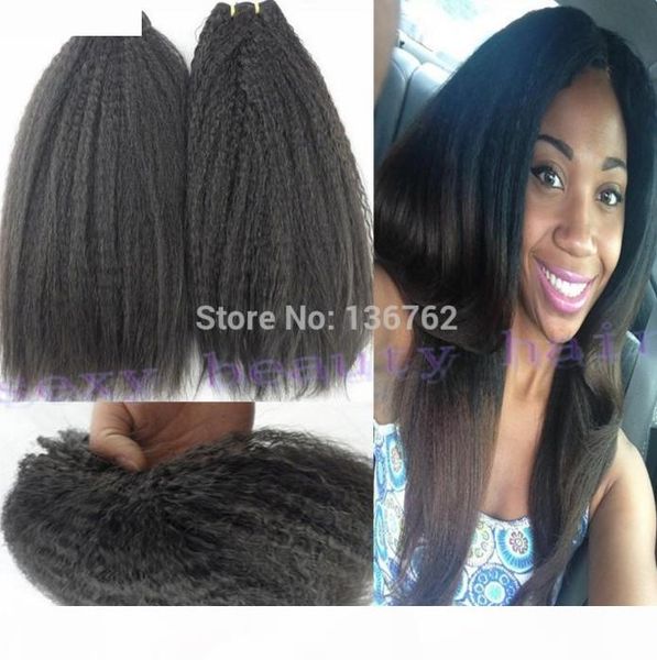 

unprocessed instock weave mongolian kinky straight hair extension coarse yaki virgin hair dhl fast shipping, Black