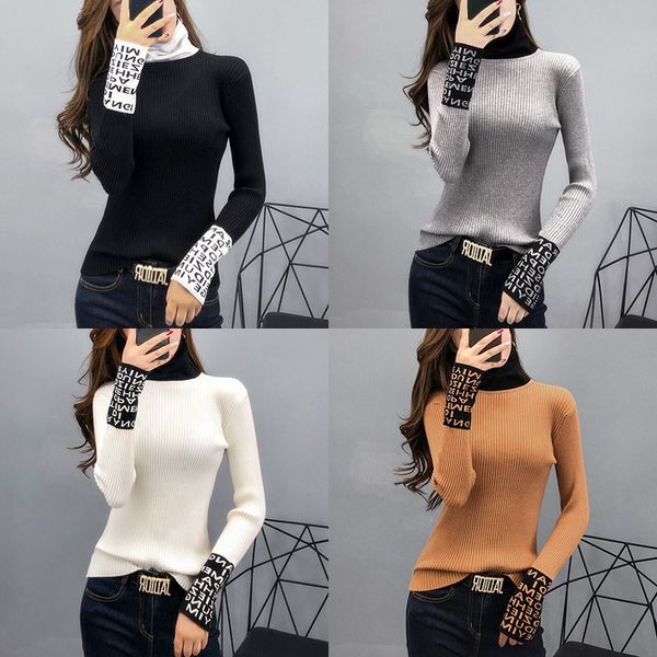 

21ss sweater tight basic sweater women thin long sleeved women sweaters and pullovers turtleneck slim sweaters ladies knitted fashion s-xl, White;black