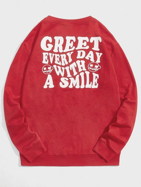 

men slogan graphic drop shoulder sweatshirt q8gh#, Black