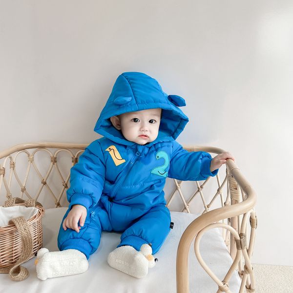 

baby's bodysuit down cotton padded jacket winter creeping suit, Blue;gray