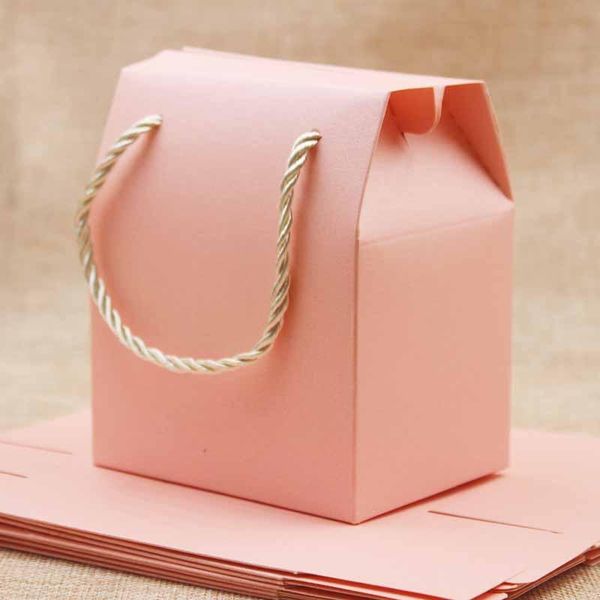 

feiluan 5pcs ivory paper favor bag cupcake boxes pink wedding packing boxes lilac gift box with handle kraft nuts package box wmtdyx