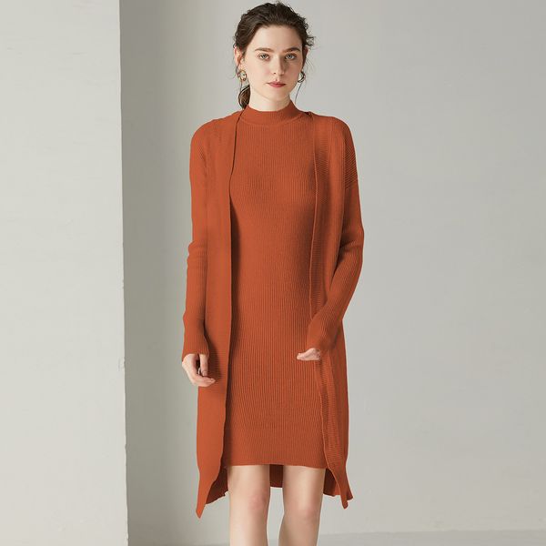 

2021 new knitting clothes two oversized female parts solid open point cardigans of long combining up mesh the mini dress neck lwhu, Gray