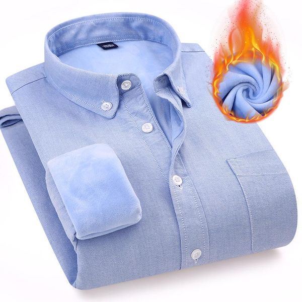 

autumn and winter new japanese oxford textile men's shirt with plush warm long sleeve cotton thick shirt, White;black