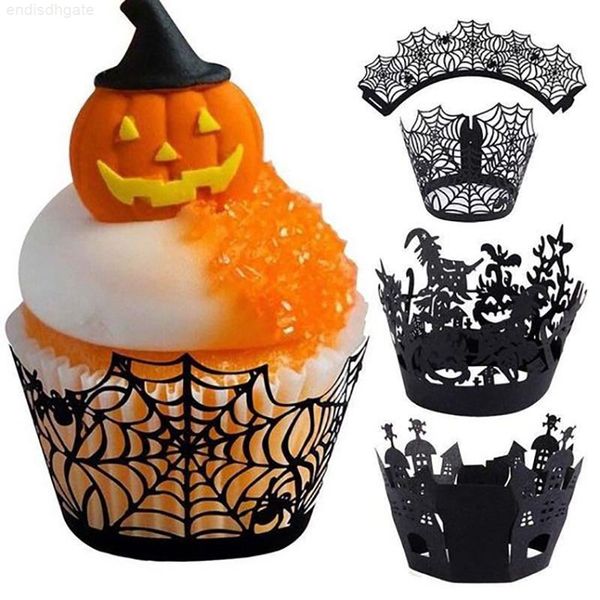 

halloween lace spider web paper cups cupcake wrapper liner baking cup birthday party decor supplies