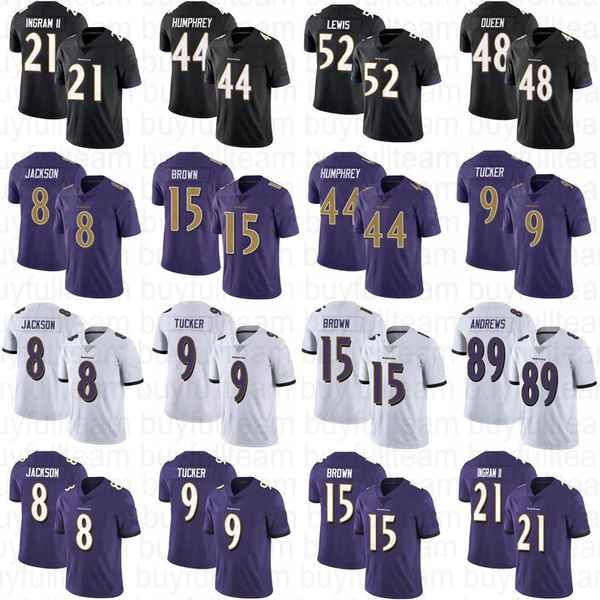 

8 lamar jackson marquise brown baltimores raven ray lewis mark ingram ii 44 marlon humphrey mark andrews justin tucker patrick queen jersey, Black;red