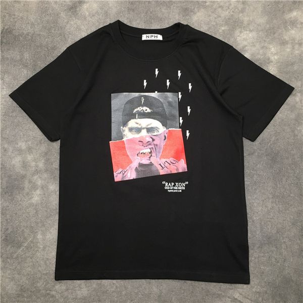 

2021 new luxury men novelty fire neil thunderbolt t shirts t-shirt hip hop skateboard parkour street cotton t-shirts tee n198 br1k, Black