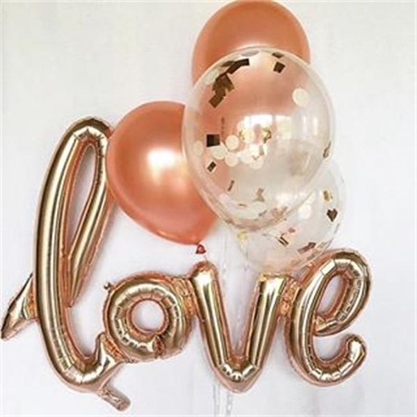 

5pcs/lot rose gold ligatures love letter foil balloon anniversary wedding valentines party decoration balloon red champagne1