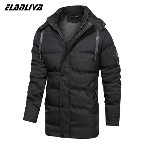

2020new winter jackets men detachable hoody windproof winter coat long jacket men fashion thick plus velvet warm parkas warm, Black