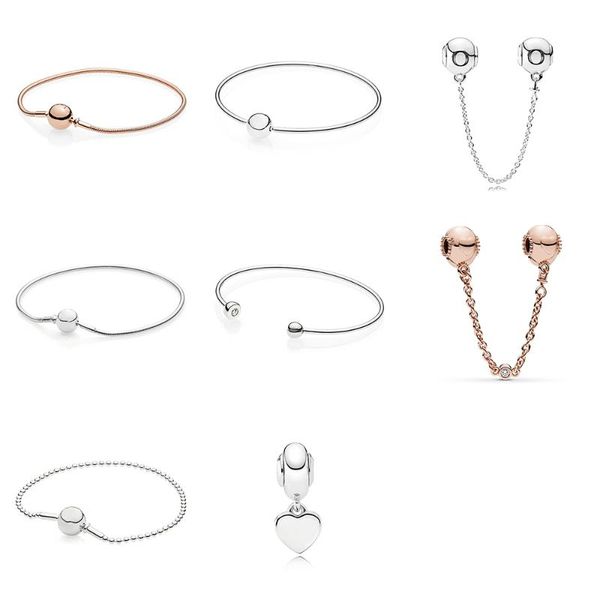 

fashion silver open beaded rose gold bracelet charm original s925 sterling silver lady diy jewelry romantic gift, Golden;silver