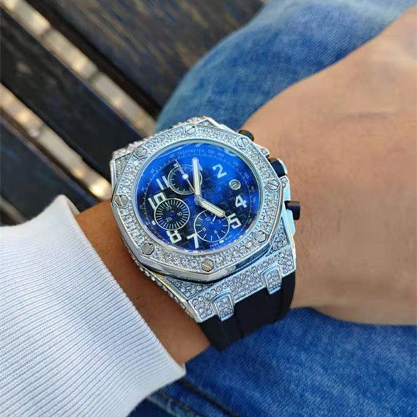 

2021 new all subdials work mens watches stainless steel quartz wristwatches satch diamond running watches for men women watch, Slivery;brown