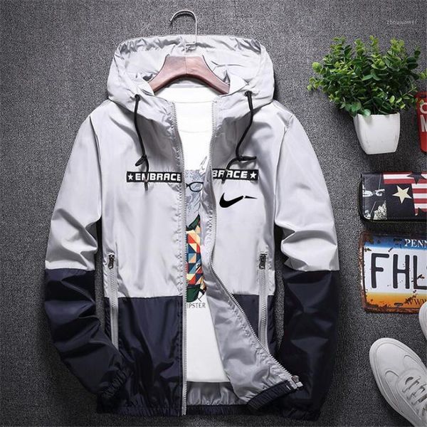 

windbreaker jacket men 2020 spring fashion striped jacket men/women hooded casual jackets male coat men thin coat outwear1, Black;brown
