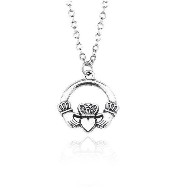 

pendant necklaces hollow crown heart sign necklace delicate retro, Silver