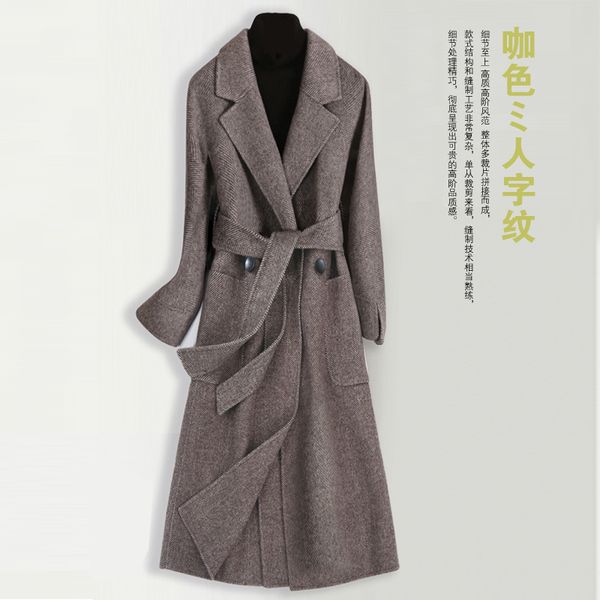 

cashmere autumn / winter 2020 new slim and thickened woolen coat, Black