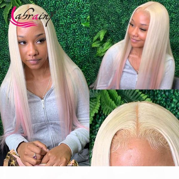 

ombre 613 blonde colored pink lace front wigs hd transparent lace frontal wigs natural hairline 13x6 straight human hair, Black;brown