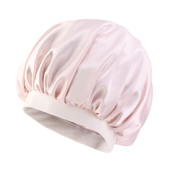 

silk satin bath woman hat head wrap hair care bonnets round stretchable fitted sleep hats new bathroom accessories 5 3ba b2
