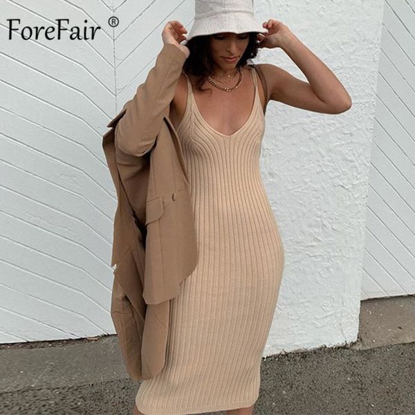 

forefair off shoulder v neck basic ribbed knit midi dress woman party fashion solid knee length sweater dress women c0122