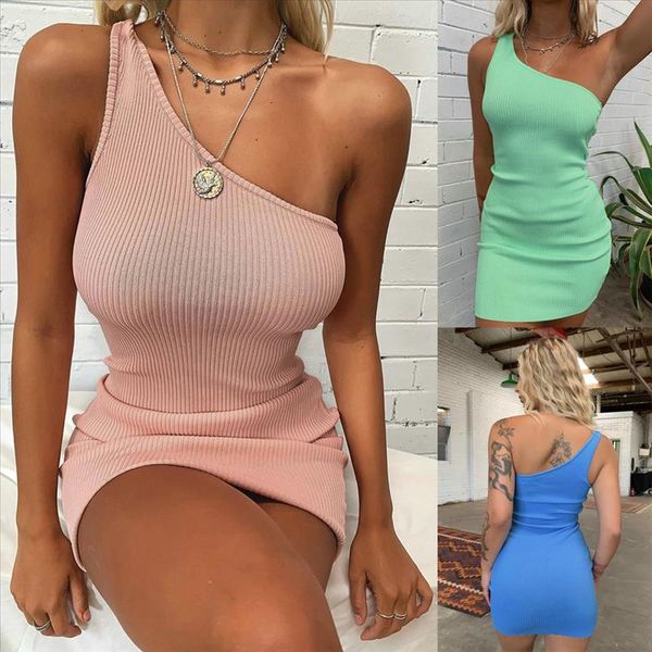 

solid color off shoulder knitting sleeveless women dress dress women party night bodycon mini, Black;gray