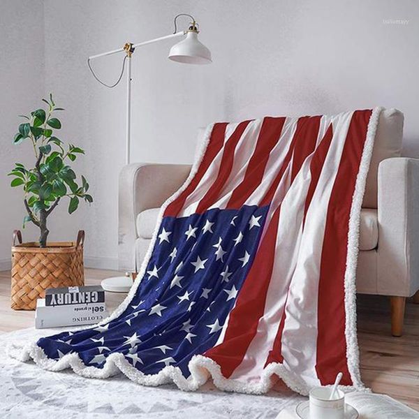 

american flag print blanket flannel super soft comfortable square thick fashion winter sheet bedspread sofa blanket textile1