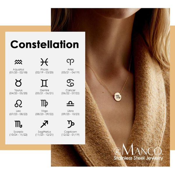

pendant necklaces e-manco simple stainless steel necklace women round coin trendy chokers for jewelry, Silver