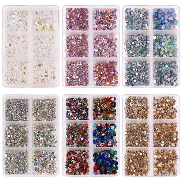 

nail art decorations mix size crystal ab glass rhinestones for nails non fix 3d flatback diamond strass gems glitter jewelry, Silver;gold