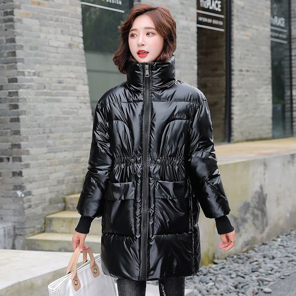 

2021 newwinter long jacket for women plus size thick female cold coat cotton padded collar women's f440, Black