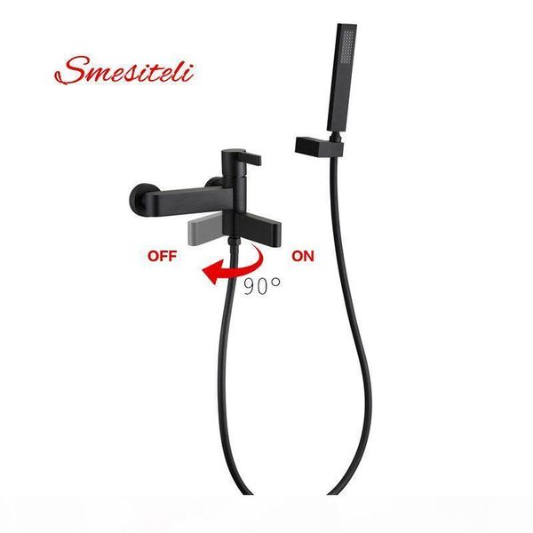 

smesiteli brass matte black finish bathroom shower faucet bath faucet mixer tap with hand shower head set wall mounted 1kit jllzna