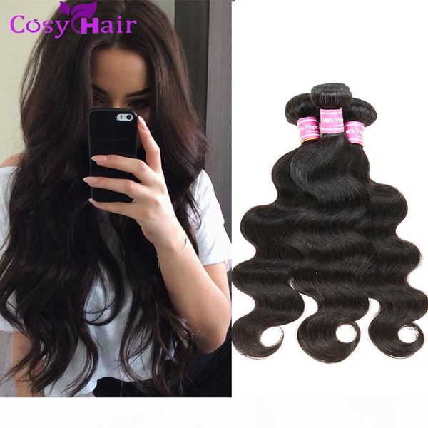 

cosy unprocessed peruvian hair body wave bundles unprocessed hair bundle deals 100 human hair sew in extensions peruvian body wave weft, Black