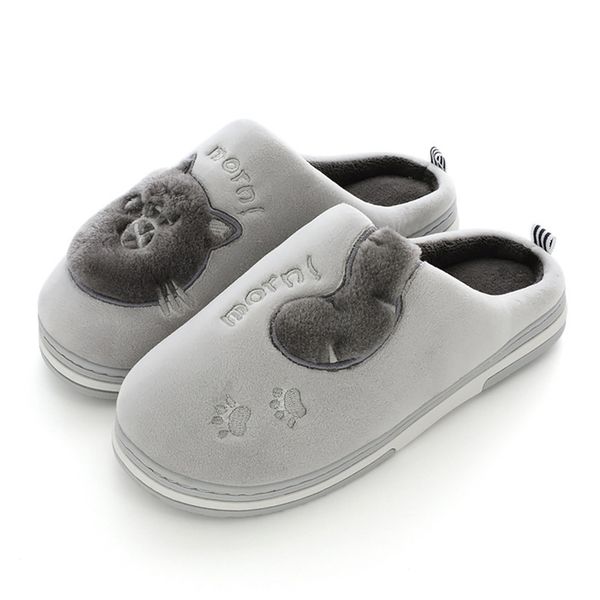 

indoor slippers for women lovely cat embroider soft female slippers home plush warm winter suede brand house shoes 201215, Black