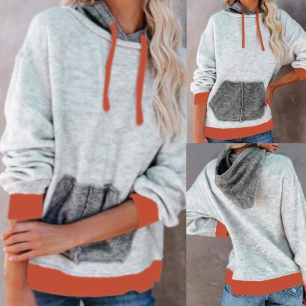 

2021 new fashion color contrast oversized hoodie women long sleeve loose pocket hooded sweatershirt autumn harajuku hoodie, Black