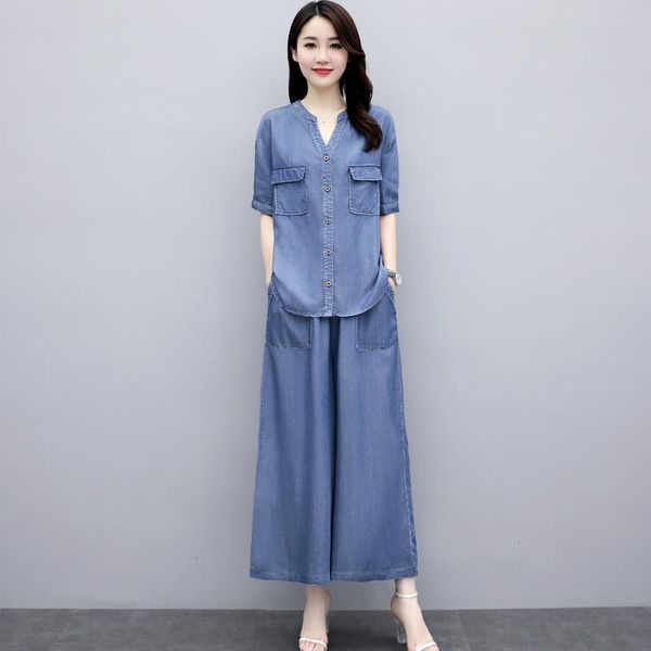 

korean style denim female joint femme elegant pantalon stylish v-neck jacket n1fw, White