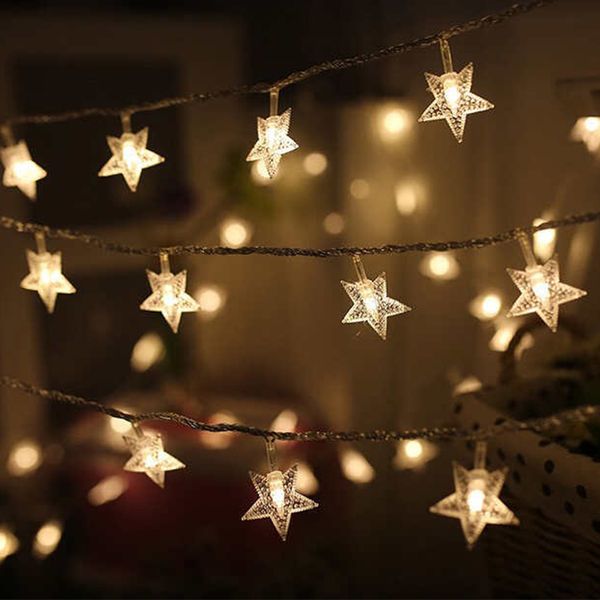 5Sets Natal New Year LED Star Luzes Lanternas Lanternas Flashinglights Sala Cortina Luzes Ins Festa Decorativa String Lights