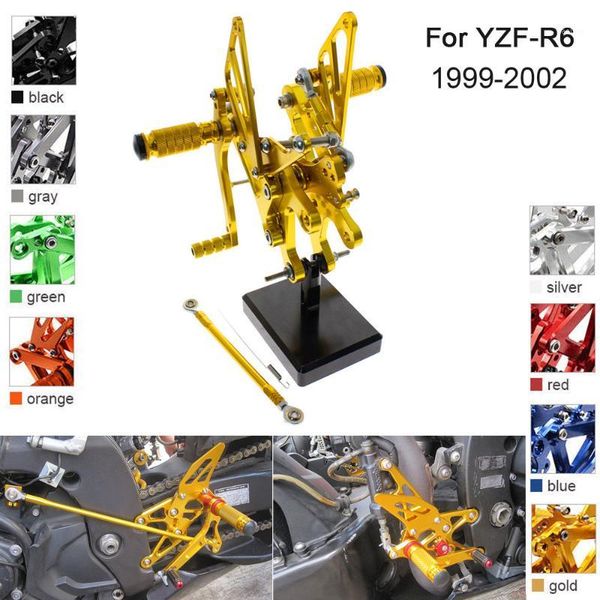 

cnc aluminum adjustable rearsets foot pegs for yzf r6 yzf-r6 1999 2000 2001 20021
