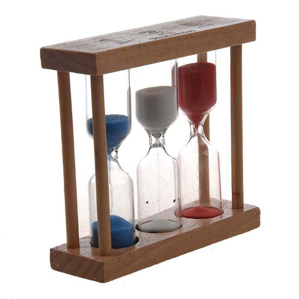

other clocks & accessories 3 in 1 sand timer 1+3+5 minute - natural wood