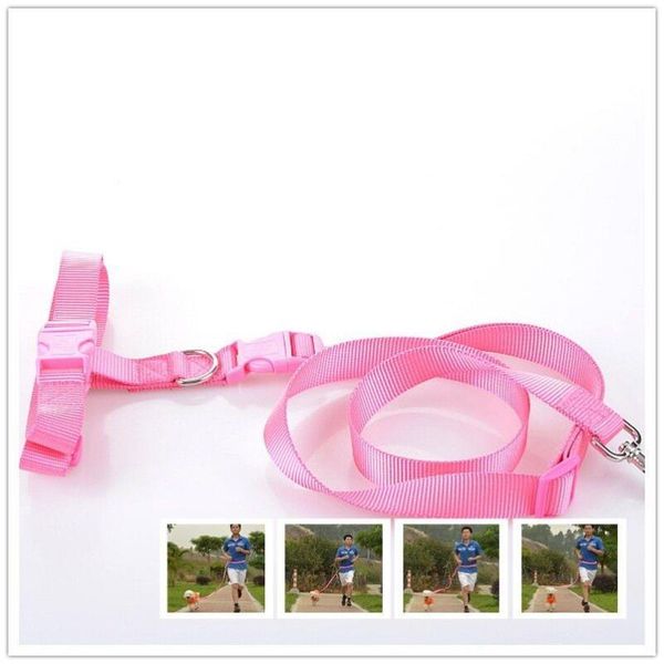 

fg16 new waist pet dog leash running jogging puppy dog lead collar sport adjustable walking leash for teddy