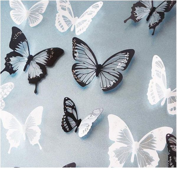 

18pcs/lot 3d effect crystal butterflies wall sticker beautiful butterfly for kids room wall decals home decoration on bbyxub