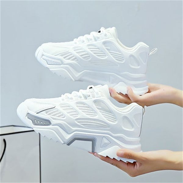 

women's 2021 new summer breathable mesh all-match female tennis students in white shoes plus 35-40 3h9s, Black