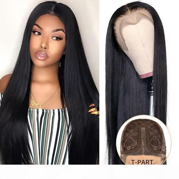 

glueless lace front wigs for black women pre plucked hairline peruvian remy straight human hair wig natural color frontal lace closure wig, Black;brown