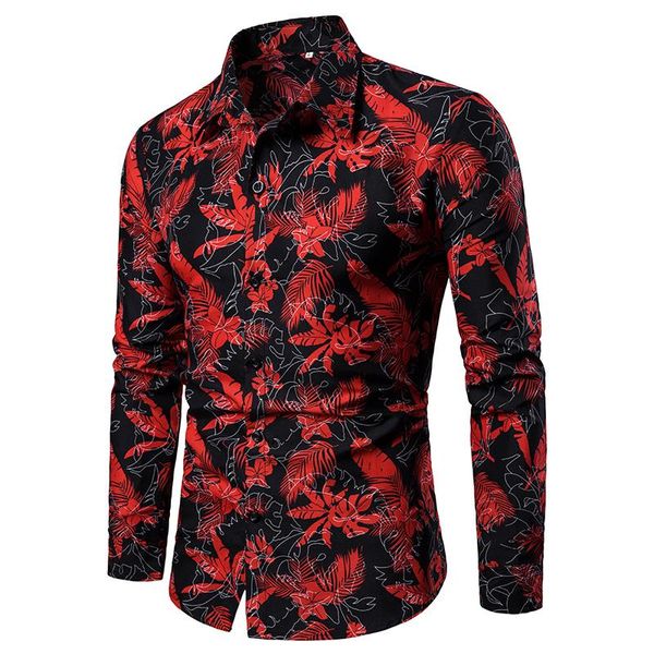 

hawaiian mens shirts 2020 new fashion unique print camisas hombre long-sleeved shirt casual flower shirt camisa masculina, White;black