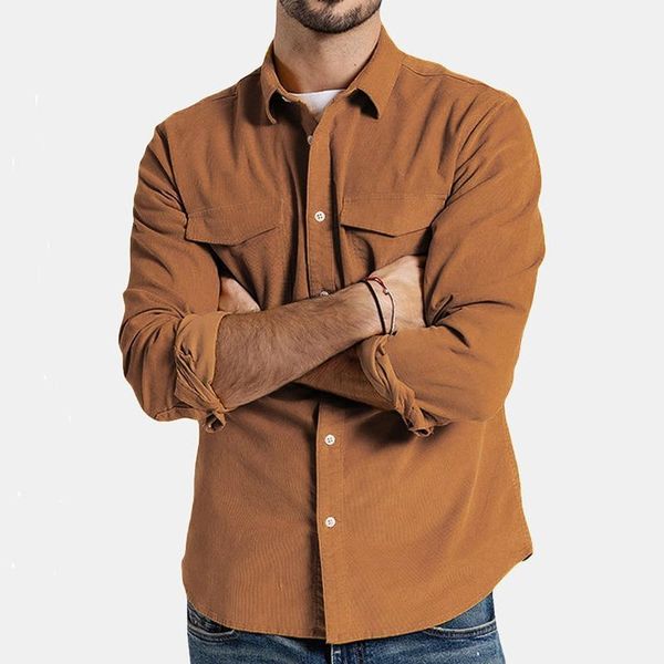 

men's jackets autumn fashion men's shirts corduroy casual long sleeve solid button pockets blouse plus size camisa masculina z1211, Black;brown