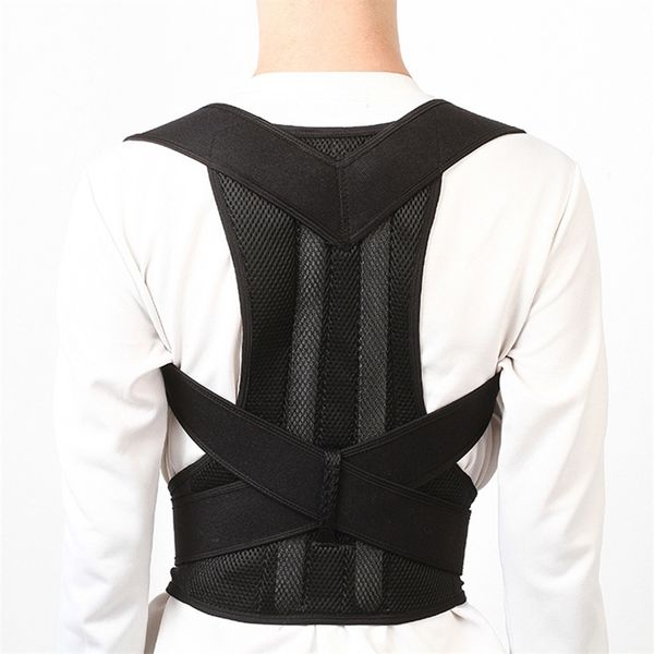 

plus size 5xl back posture corrector shoulder lumbar brace spine women men adjustable correction belt corretor de postura lj201210, Black;white