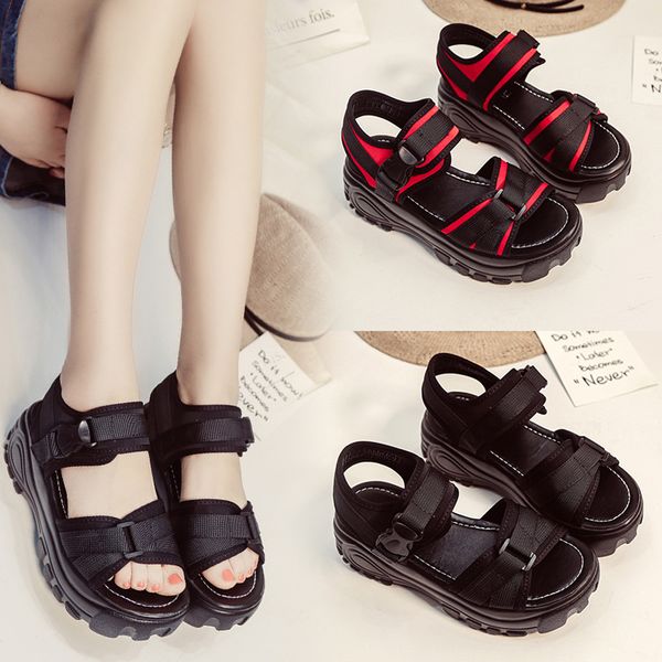 

women sandals 2019 platform sandals wedges shoes for women high heels sandalias mujer summer shoes leather wedge heels sandals t200801, Black