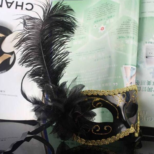 

mask women's ostrich fancy feather ball diamond lace venetian masquerade party mardi gras masks 10 nze7d